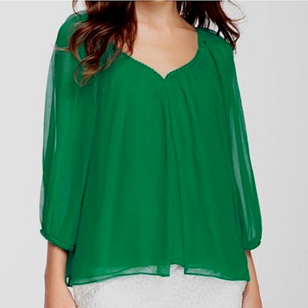 Diane Von Furstenberg Fenobe Silk Blouse In Green